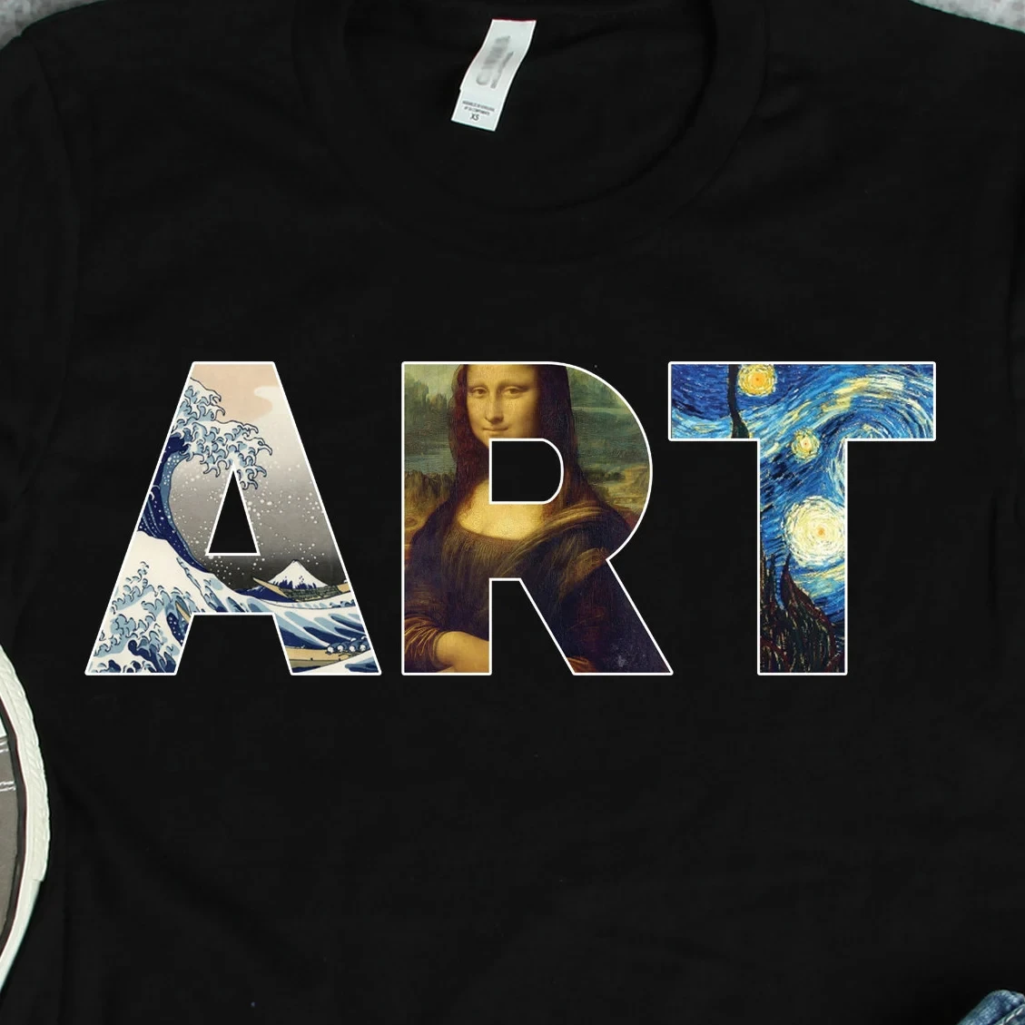 Famous Art Shirts, Art Gifts, Mona Lisa Shirt, Van Gogh Shirts, Great Wave Shirts, Artist and History Print Gift TShirt Men Tee