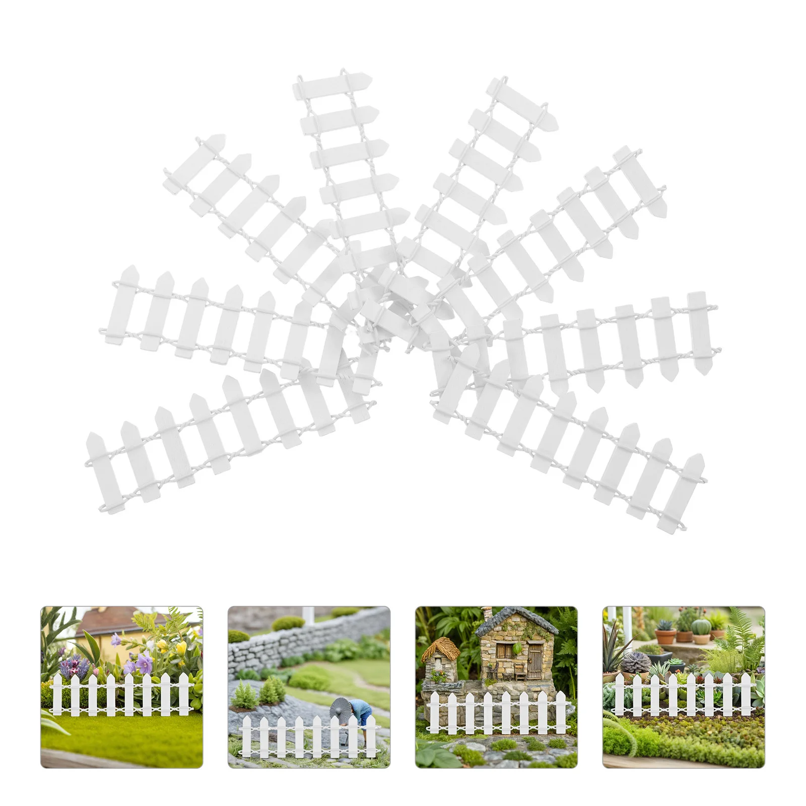 

8Pcs Miniature Wooden Fence Bendable Thick Wood Rustic Style for Mini Garden Bonsai Flowerpot Micro Landscape Fairy Garden