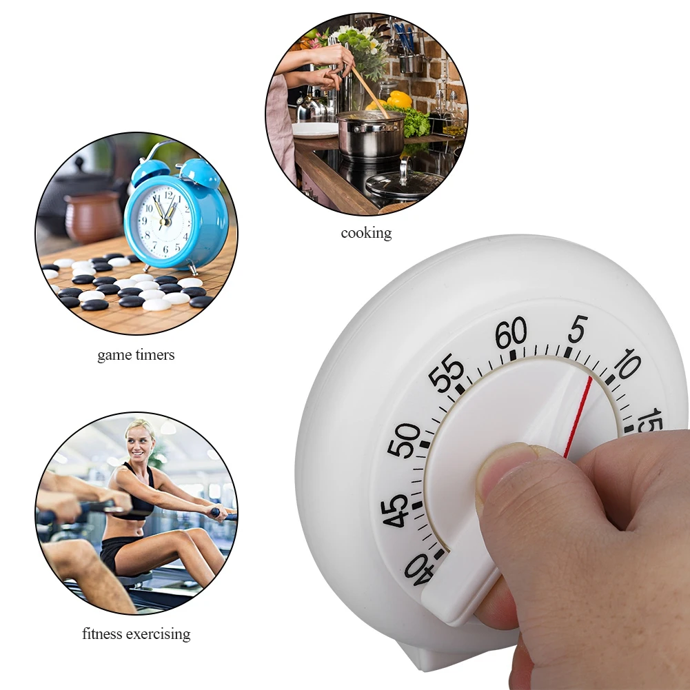 1PC 60 Minute Round Shape Mechanical Kitchen Timer Manual Cooking Ring Counter Alarm Clock for Home Baking Cooking
