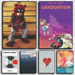 American Pop Rapper Kanye West Poster Hip Hop Singer Music Album Cover For Room Living Home Wall Art Decor Canvas Print Pictures