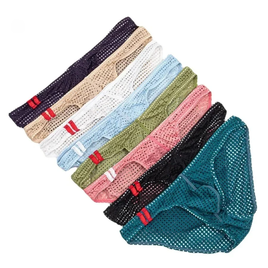 

Мужские сетчатые трусы-танга с низкой посадкой, прозрачные, эротические, с U-образным выпуклым карманом, модные, дышащие, для повседневной носки