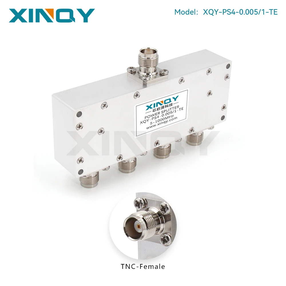 XINQY 1-to-4 Timing Power Divider, Low-Frequency Ultra-Wideband 5-1000MHz, TNC Female, Ferrite Power Splitter