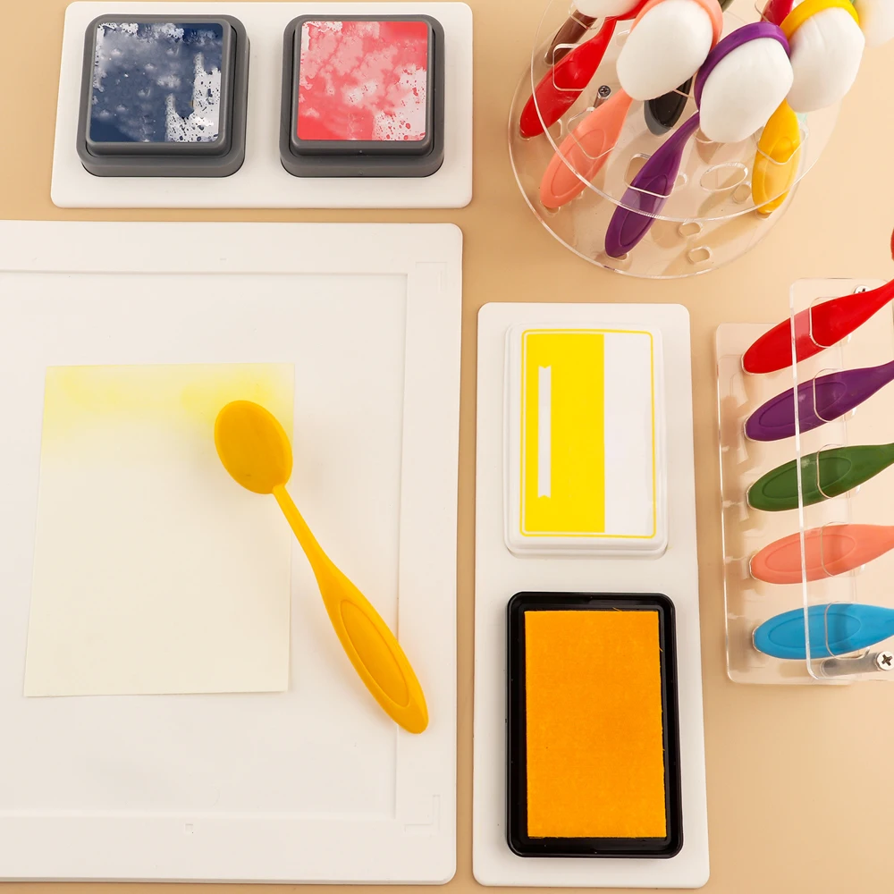 Non-Slip Silicone 4 Style Ink Pad Holder For Card Album Making L-Shape Rectangle DIY Storage Tool