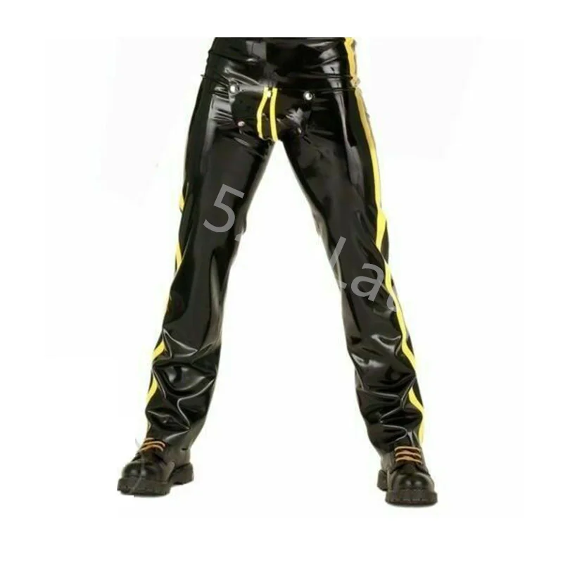 

Latex Gummi Rubber Pant HandmadeTrousers with Front Zipper Buckle Open Customized 0.4mm Men Halloween Cosplay Costumes