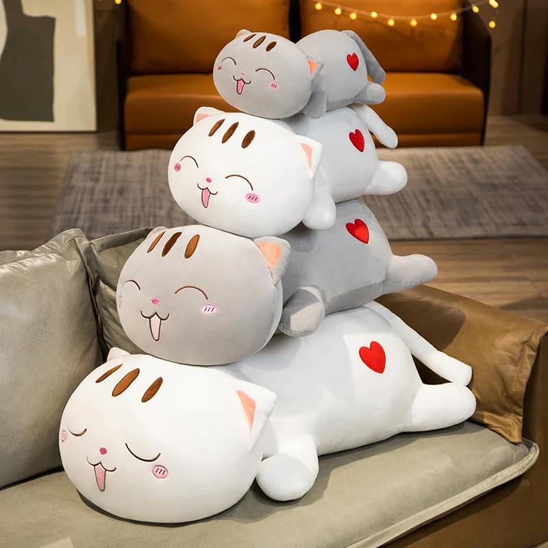 45-100CM Kawaii Soft Cat Plush Toys Squishy Kitten Animal Pillow Stuffed Dolls for Boys Girls Birthday Gifts