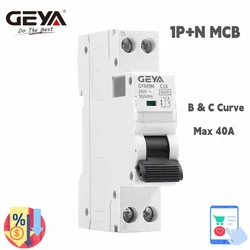 GEYA DPN MCB 1P+N 6A 10A 16A 20A 25A 32A 40A 220V AC Mini Circuit Breaker 6KA C Curve B Curve Din Rail 6KA MCB