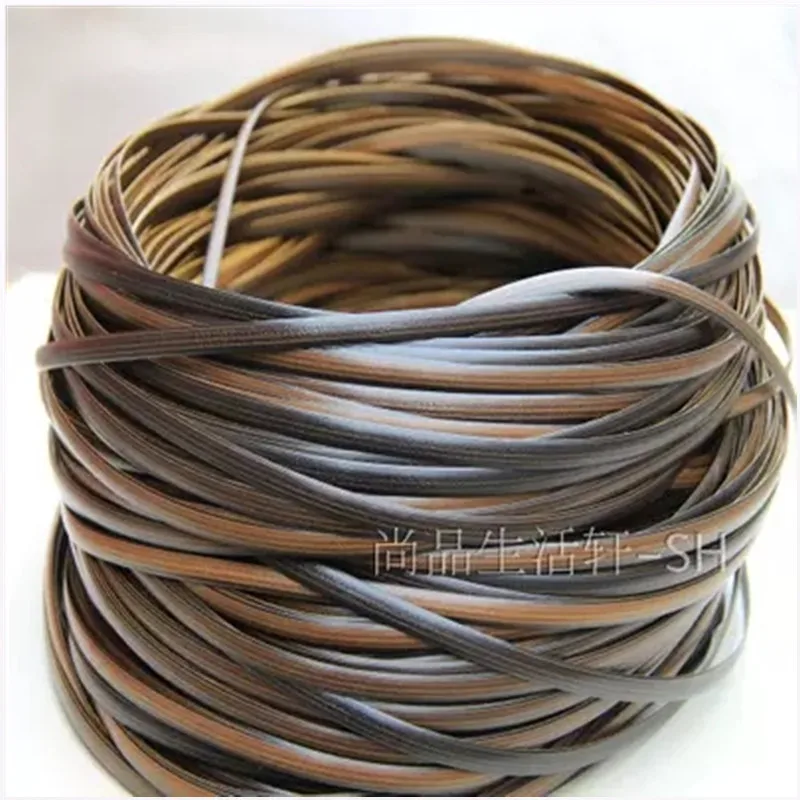 500g Coffee gradient flat synthetic rattan weaving material plastic rattan for knit and repair chair table synthetic rattan