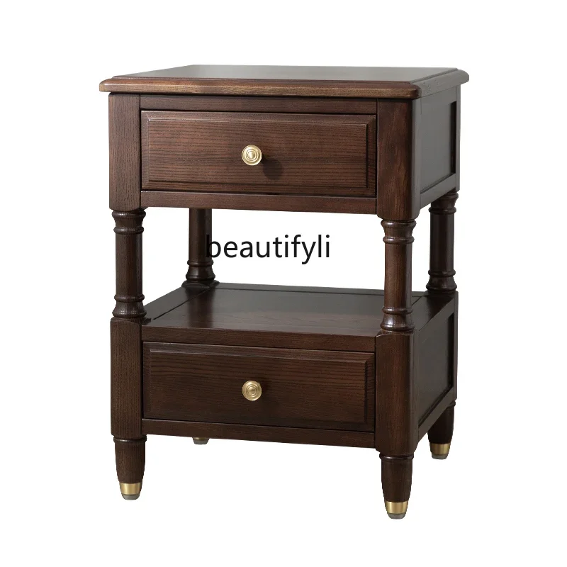 

Light Luxury Bedside Table All Solid Wood Italian Drawer Bedside Cabinet American Xiaomei So Easy So Beauty Small Apartment