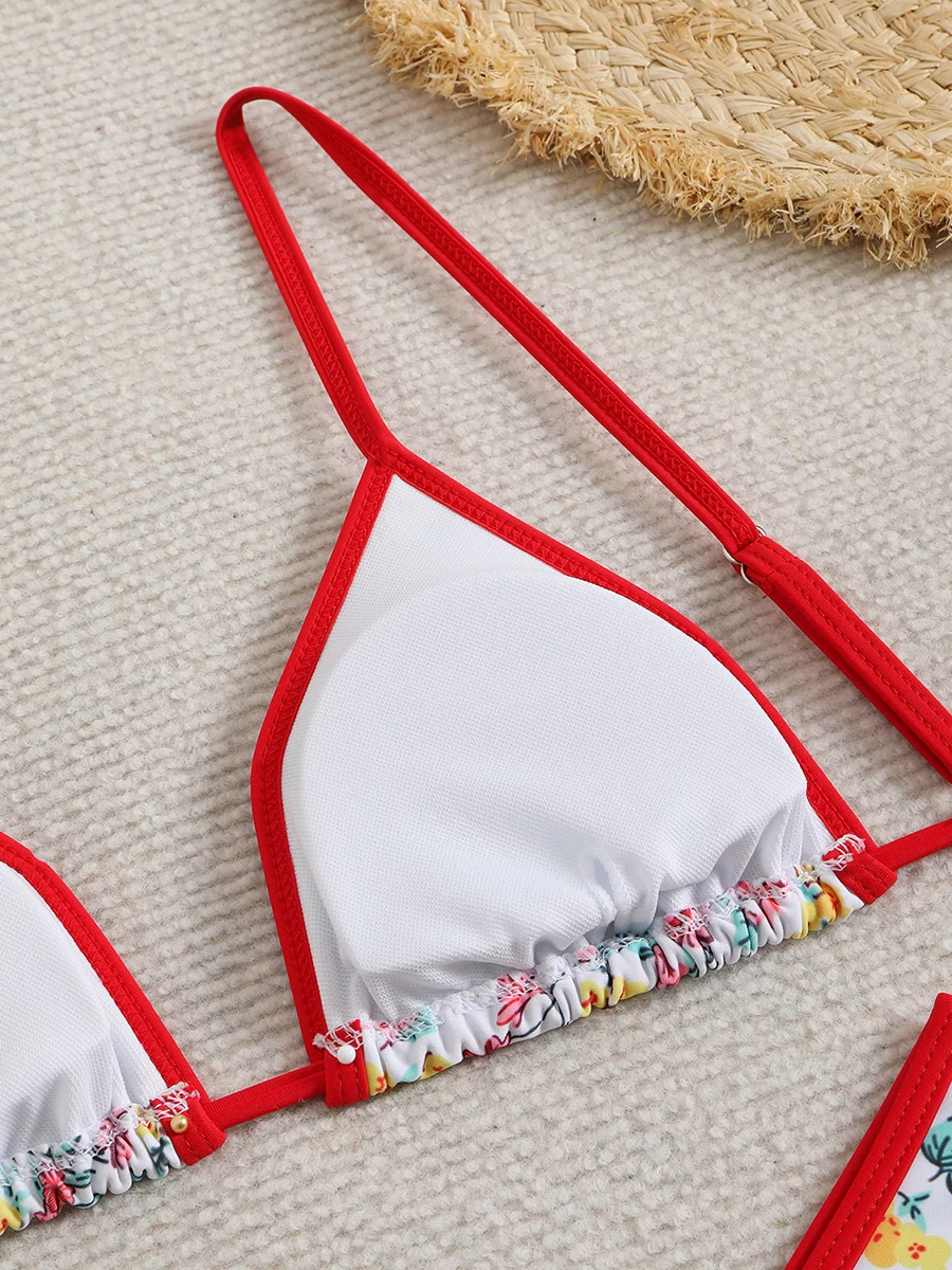 Sexy Bikini Women\'s Swimsuit 2025 Thong Bikinis Sets Female Two-piece Swimwear Floral Print Bathing Suits for Summer Beach Wear