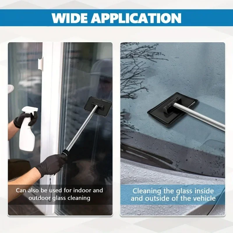5pcs Car Windshield Wiper,Telescopic Glass Cleaning Cloth with Metal Pole for Defogging and Dust Removal,Car Cleaning Accessorie