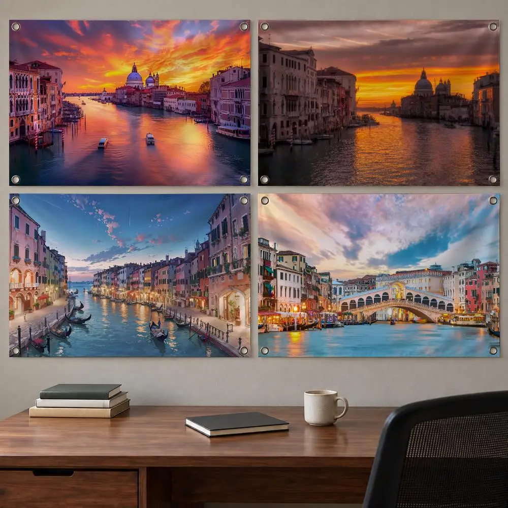 Aesthetic Travel Venice Canals Flags Indoor Outdoor Wall Banner Party Decor Large Hanging Wall Backdrop