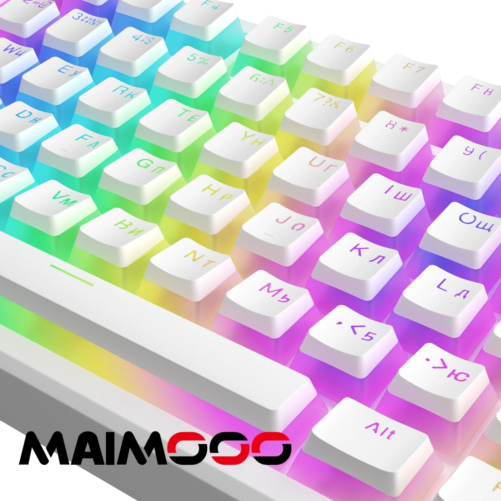 MAIMOOO Russian Layout Pudding Keycaps 117/141 Keys PBT Material Translucent Keycap for DIY Mechanical Keyboards Key Caps