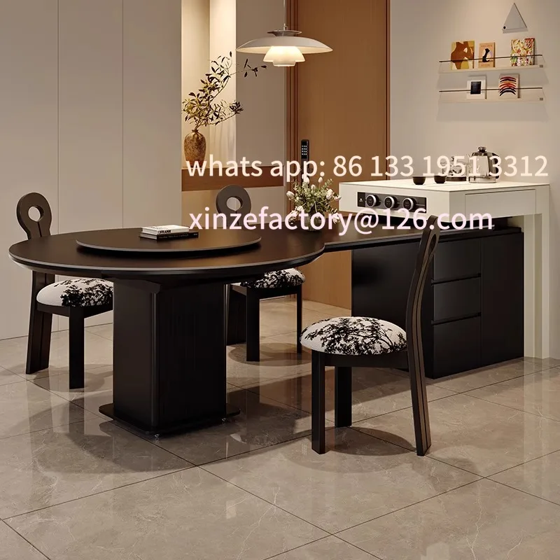 طاولة جزيرة قابلة للسحب متعددة الوظائف قابلة للتخصيص، طاولة مستديرة متغيرة متكاملة للمنزل الحديث #1