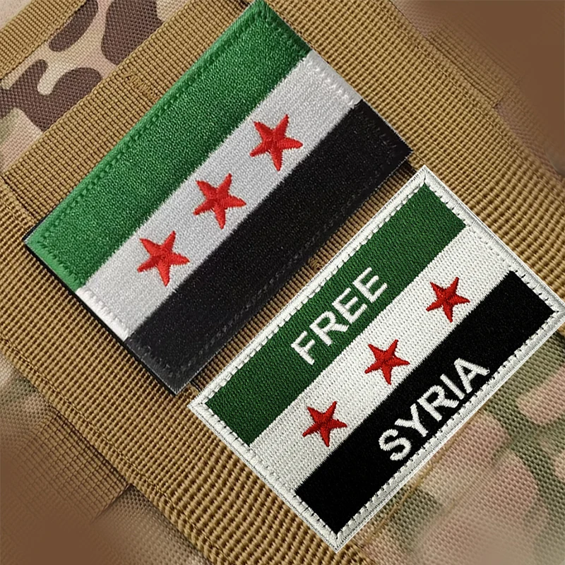 Syrian Flag Embroidery Patches National Flag of Syria Embroidered badges Stripes stickers