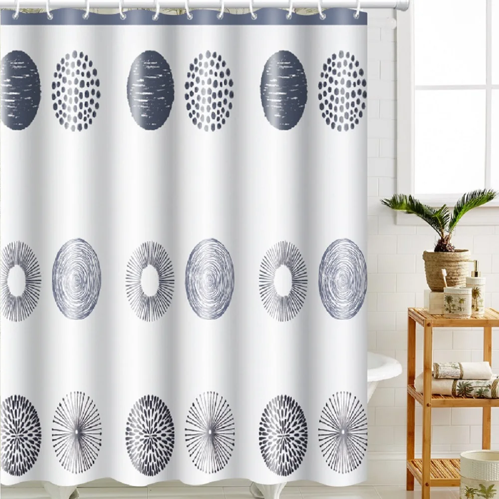 

Vintage Aesthetic Doodle Geometric Shower Curtain Mid Century Circle Grey Abstract Art Bathroom Bath Curtains with Hooks Decor