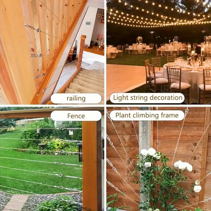 1個、付属品付き、コーティング付き2.0mmスチールワイヤーロープ、15/25/30/55mステンレススチールワイヤーロープセット、PVCコーティング - 耐久性のある304グレード、保管や整理に最適、物干し、物干し用