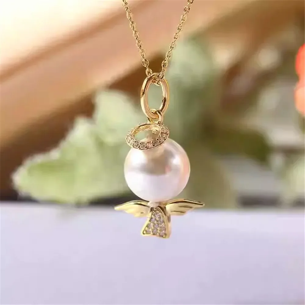 S925 Sterling Silver Pearl Pendant Setting, DIY Empty Bezel Cup Jewelry Supplies for Craft Making, Hollow Prong Pendant Findings