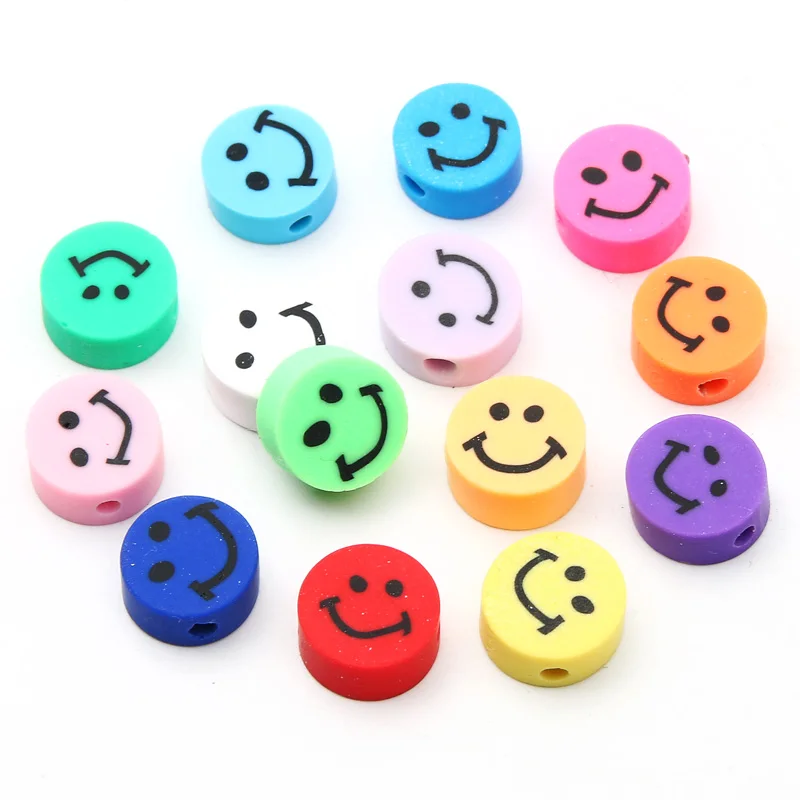 20/50/100pcs Mixed Smile Face Polymer Clay Beads Round Clay Spacer Beads For Jewelry Making Diy Bracelet Handmade Accessories