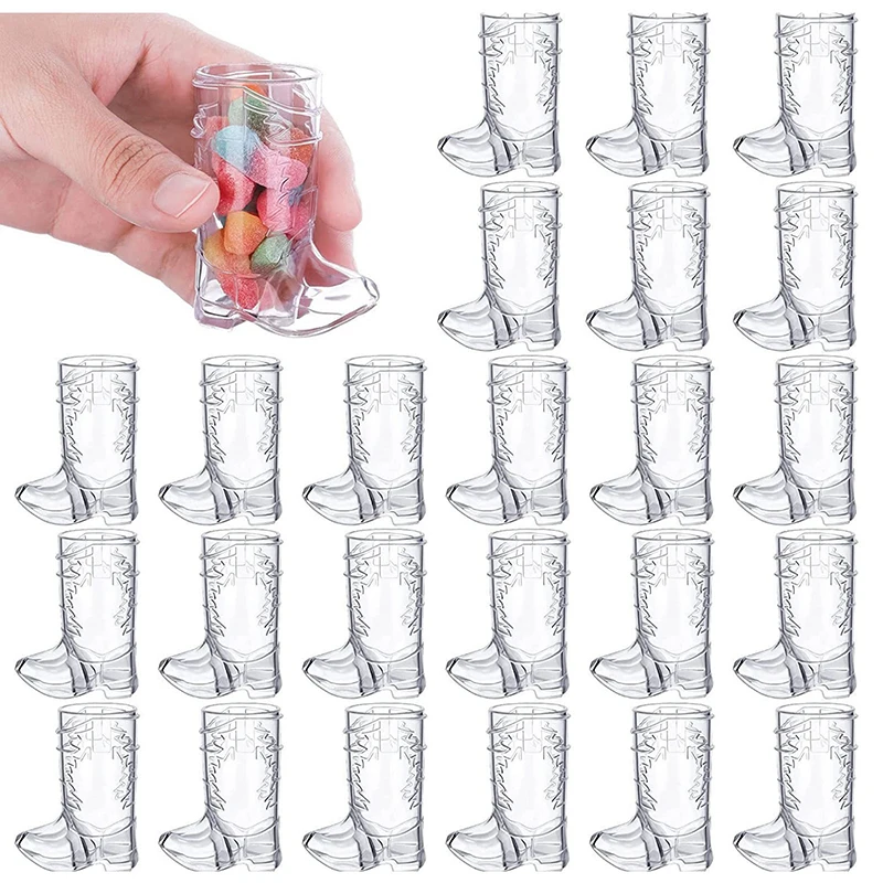 Sepatu bot bening Mini plastik tema pesta ulang tahun dekorasi sepatu bot koboi barat kaca minum pesta bantuan untuk minuman anggur minuman keras jepretan