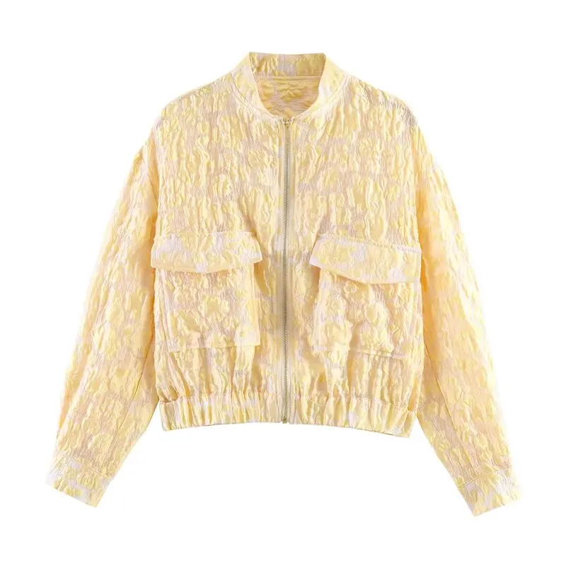 Spring Summer 2026 Women's Design Sensation Versatile Embroidered Pilot Jacket Coat Standard Fit Long Sleeve Zipper Closure