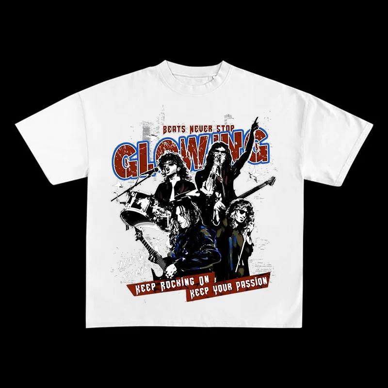 

American fashion oversized street band creative printed T-shirt for men men women short-sleeved y2k top super large T-shirt