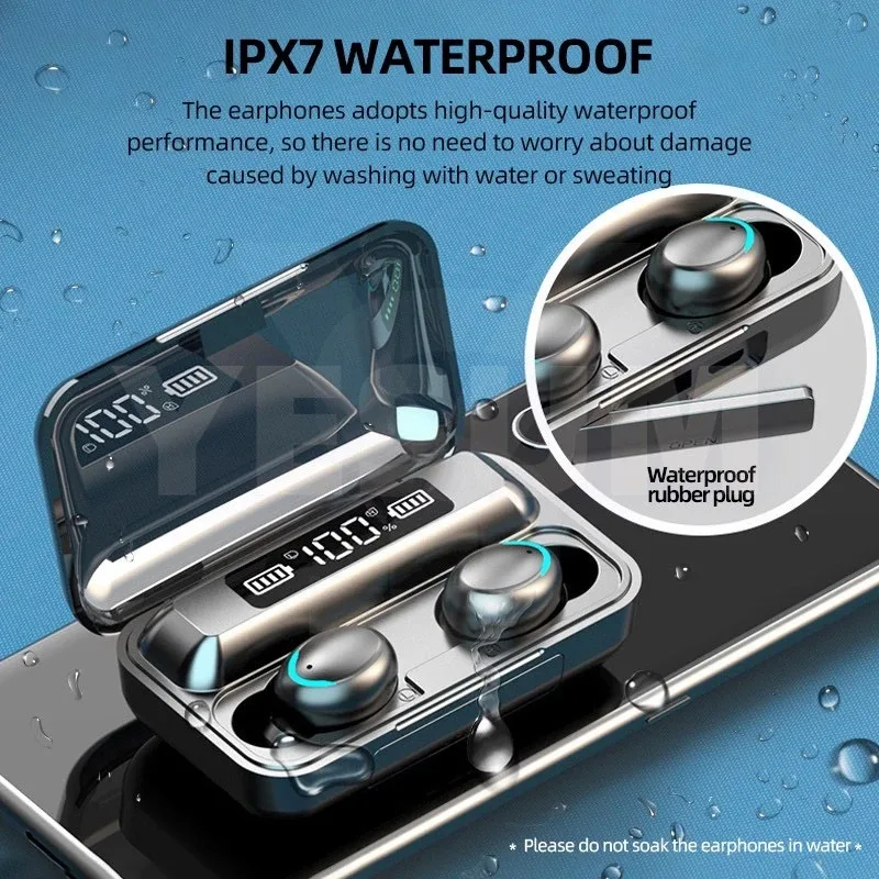 F9-5 TWS Earphone Bluetooth 5.1 Wireless Headphone Hearing Aid Waterproof Earbuds Headset Handfree With Mic 2200mAh Charging Box