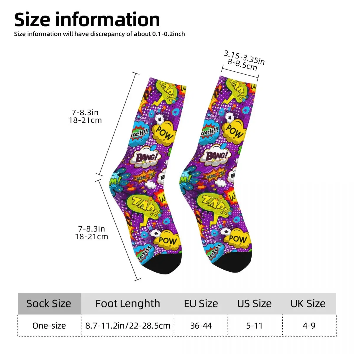 Vintage Comic Effect Patten Colorful Men\'s compression Socks Unisex Harajuku Pattern Printed Novelty Crew Sock