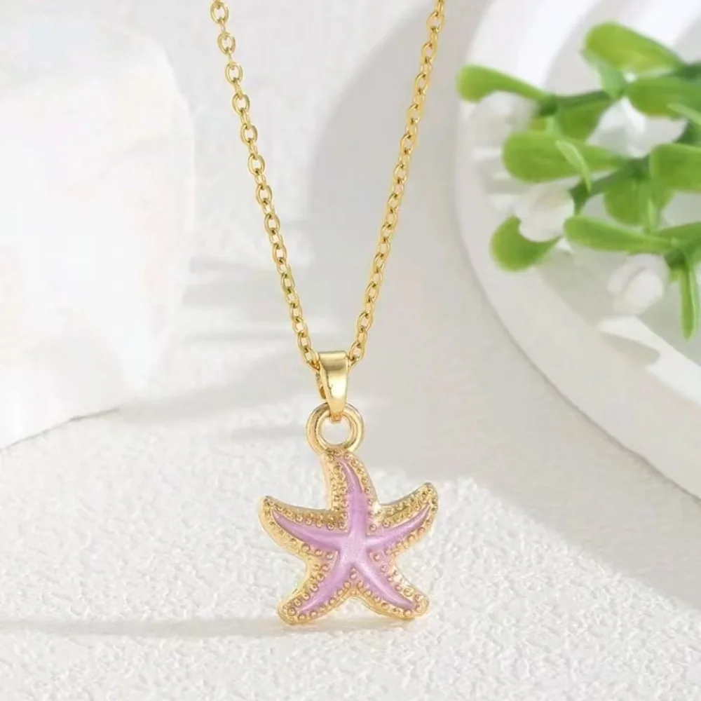 Boho mehrschichtige weiße Seilkette Halskette für Frauen Mode große Harz Seestern Stern Anhänger Halskette Strand Party Schmuck – Detail 7