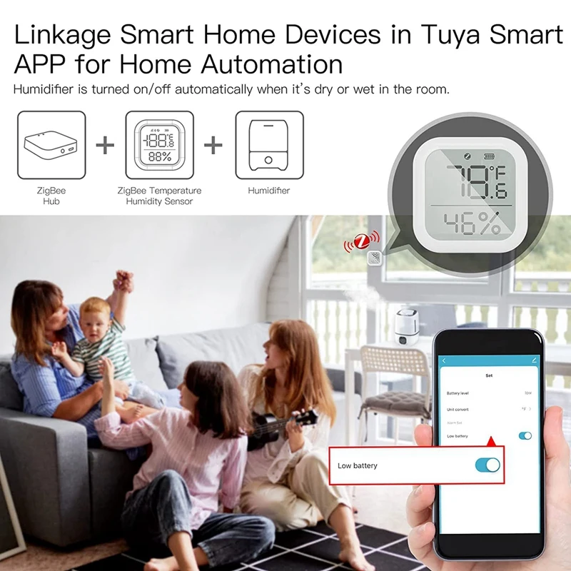 Tuya Zigbee مستشعر درجة الحرارة والرطوبة ، مقياس الرطوبة الداخلي ، كاشف ميزان الحرارة ، شاشة LCD رقمية