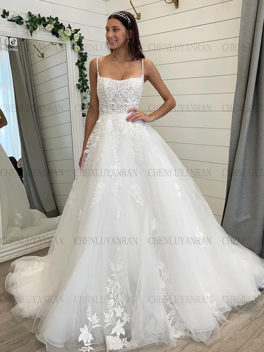 

Sexy Beach Wedding Dresses Spaghetti Strap Long Bride Dresses A-Line Applique Ivory Sexy Dresses For Women 2023 Robe De Mariée