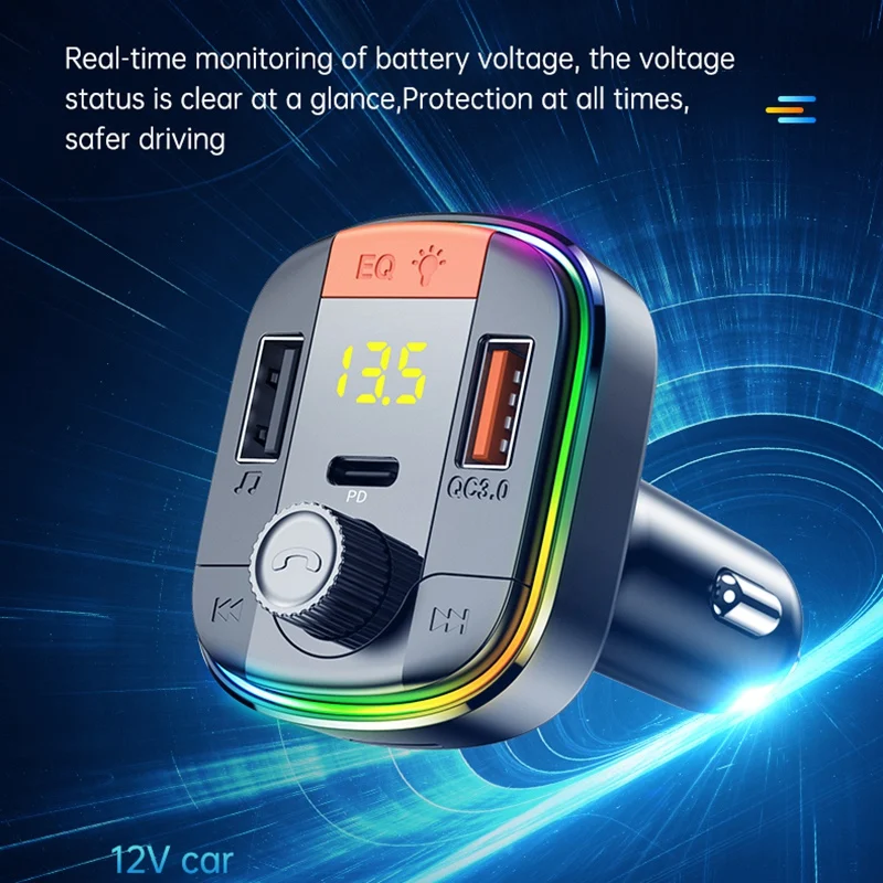 T832 Car Mp3 Player Bluetooth 5.0 Hands-Free Fm Transmitter USB Charger QC3.0 PD Quick Charge Music Players Radio