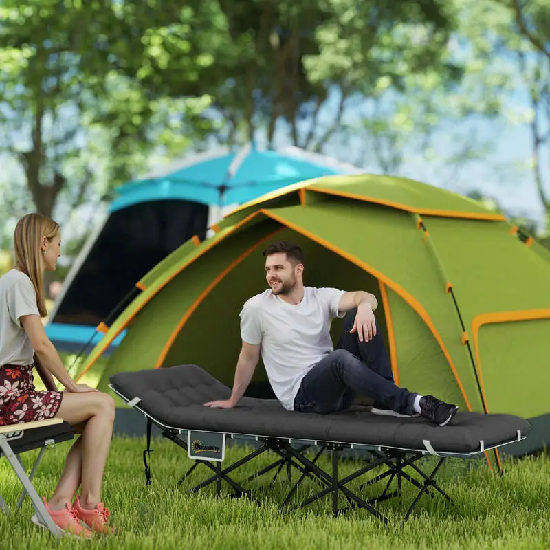 Immagine 3: Outsunny Letto da Campeggio Portatile, Materasso Resistente, Nero, Facile da Trasportare