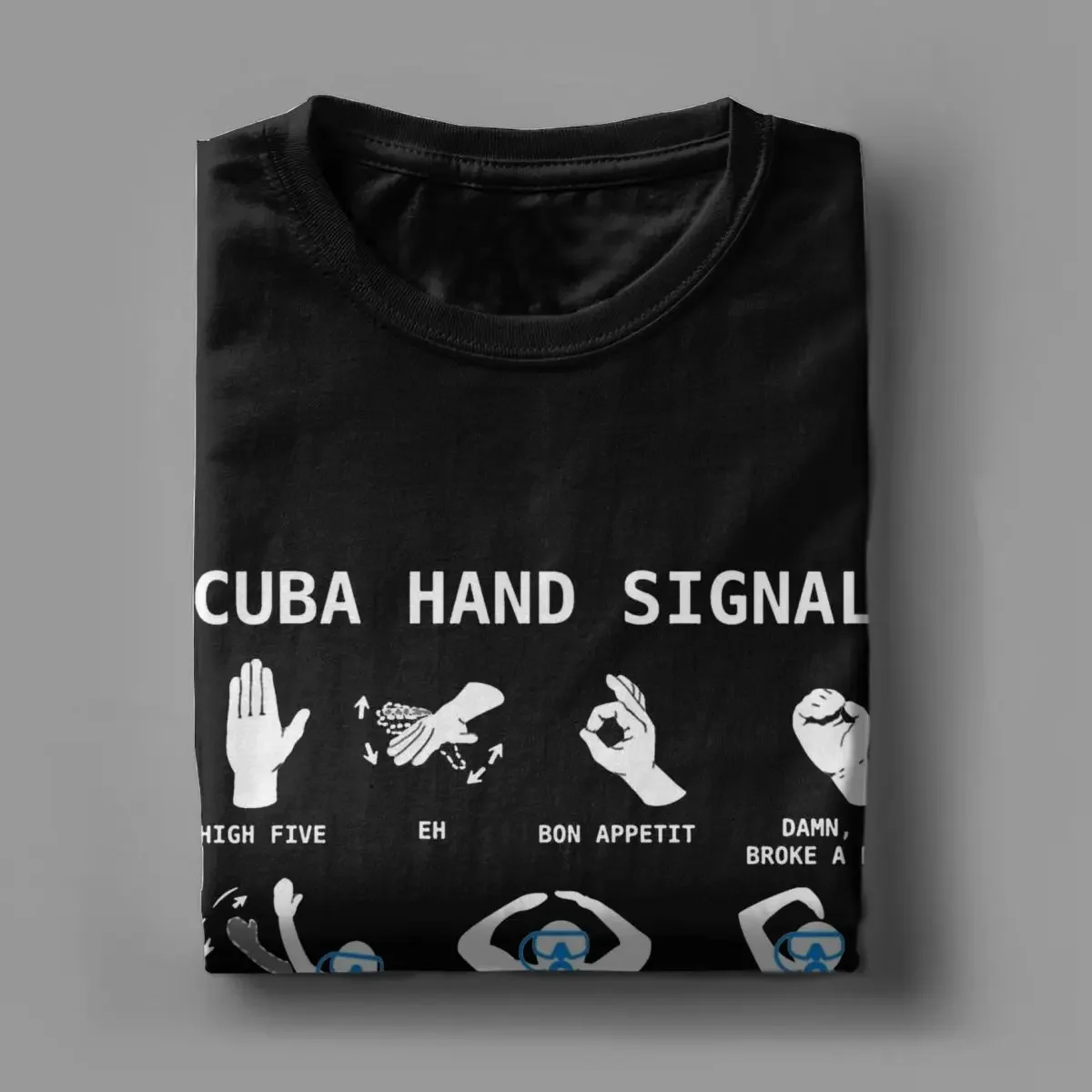 Men\'s T-Shirts Scuba Hand Signals Diver Dive Vintage 100% Cotton Tee Shirt Short Sleeve T Shirts Crewneck Clothing Printing