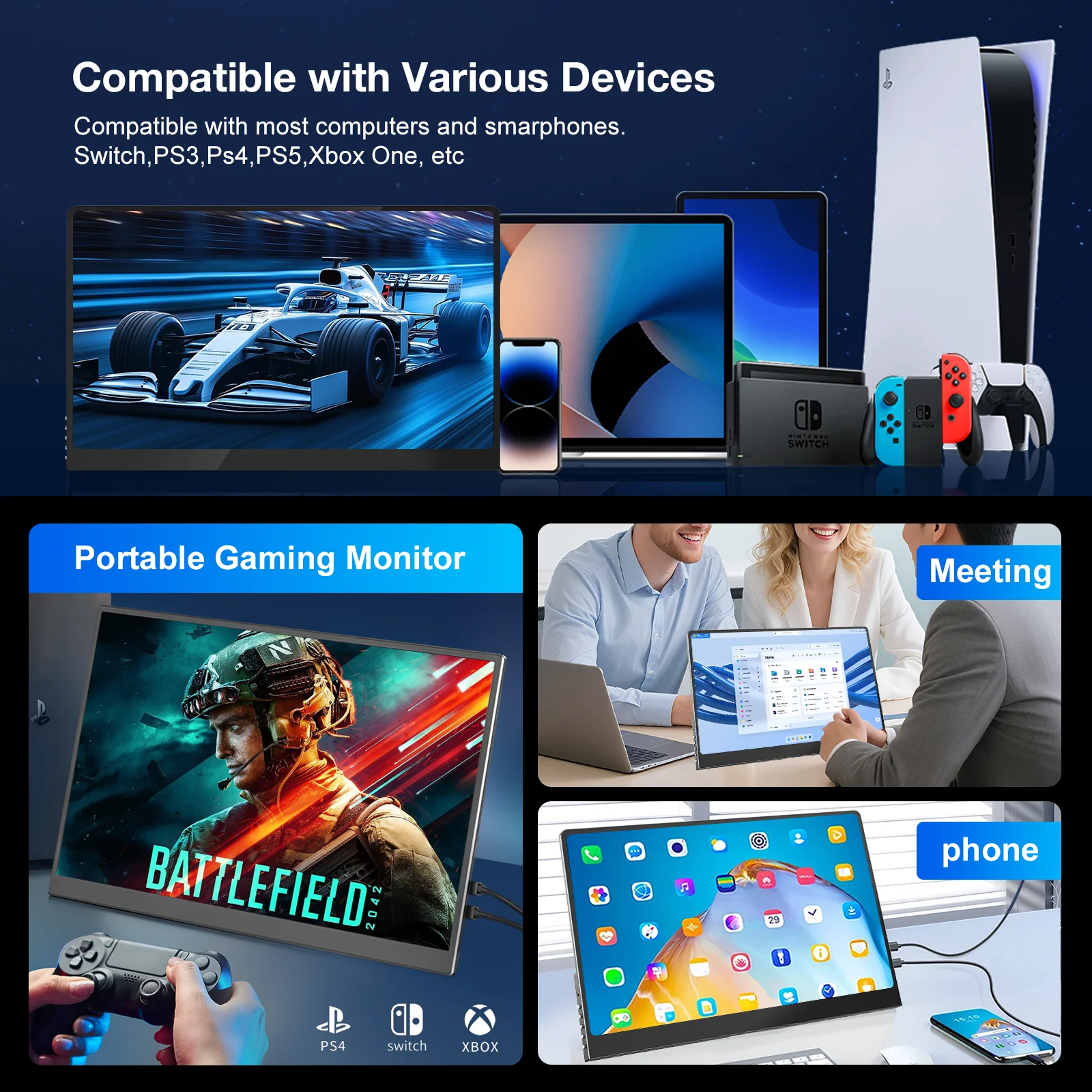 14 inch Portable Monitor OLED 3K 120Hz 2880*1800 Low Blue Light