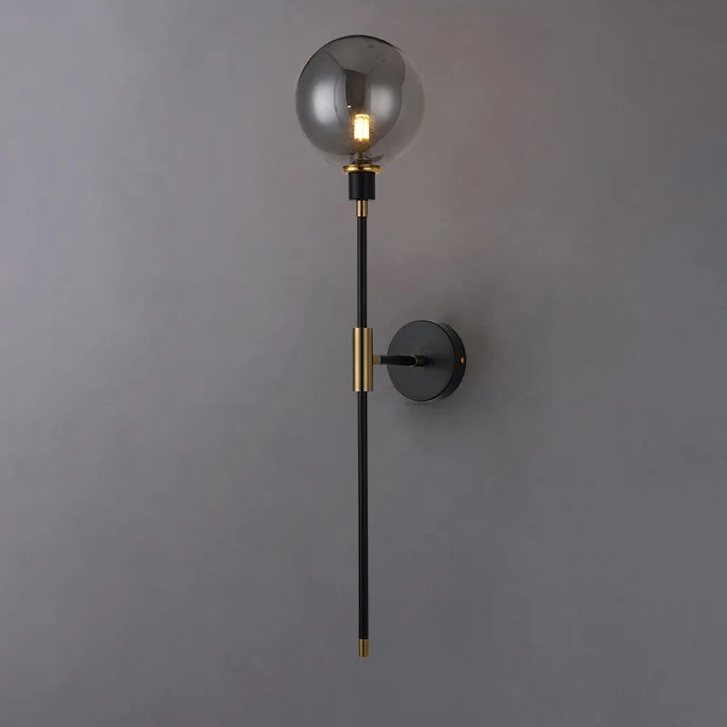 Modern Led Magic Bean Wall Lamp Black Iron Glass Ball Wall Light For Living Room Bedroom Loft Decor Nordic Home Bedside Fixtures