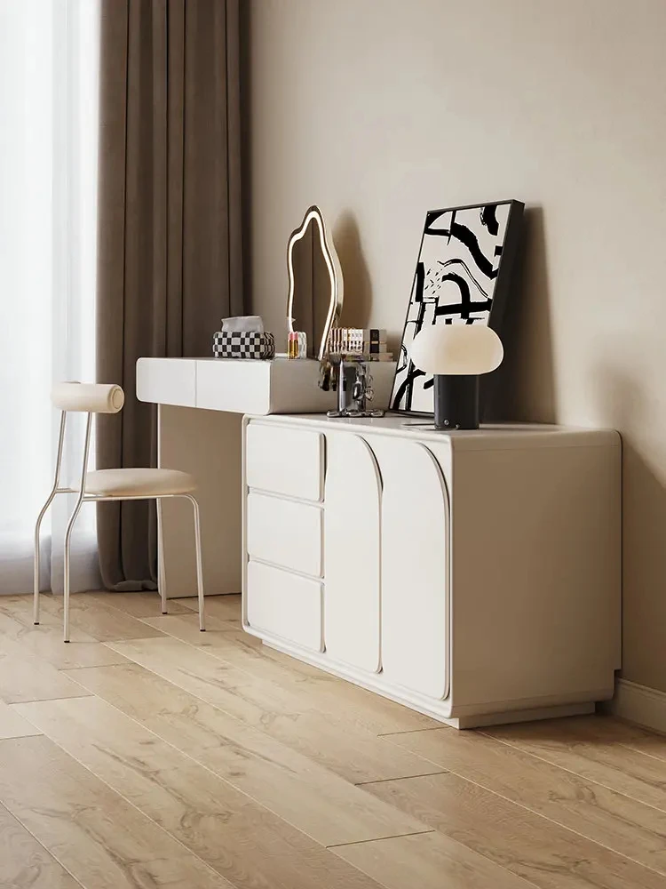 Угловой туалетный столик во французском кремовом стиле, шкаф для хранения, встроенная мебель для маленькой квартиры, спальни, туалетный столик из цельного дерева