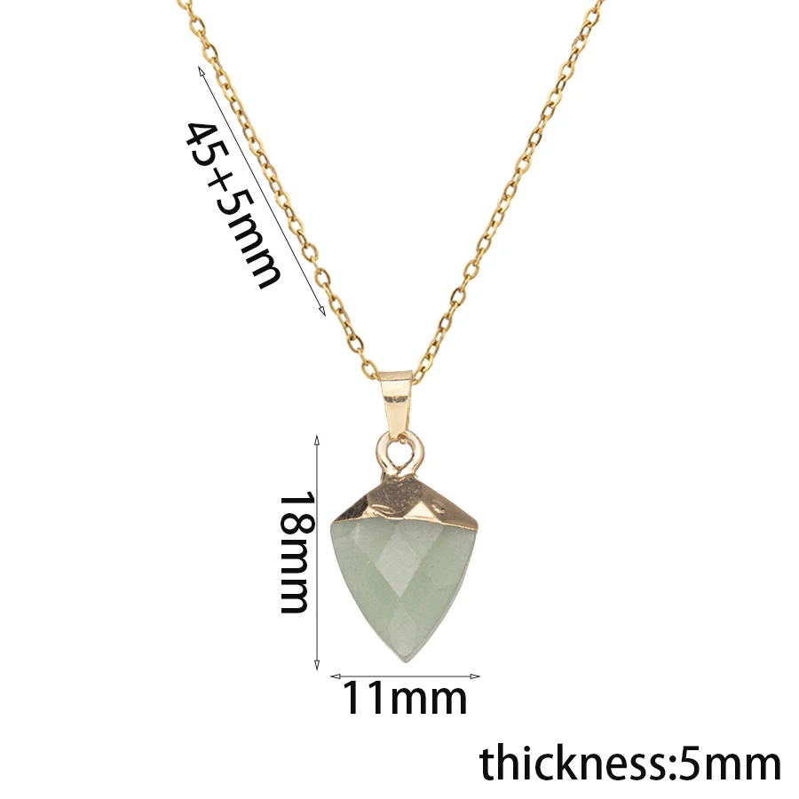 1pc stainless steel adjustable natrual crystal stone gemstone agate Section triangular column simple cusp pendant necklace