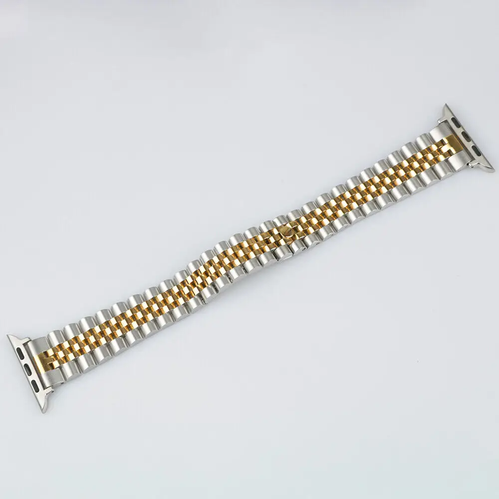 Half Gold Jubilee Watch Band With Adapter For Apple iWatch Series 7 45mm