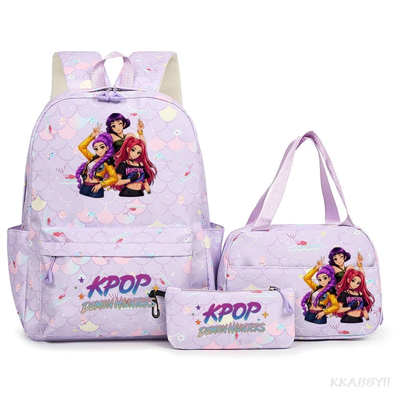 

KPop Demon Hunter Backpack Colorful Schoolbag Pencil Case Lunch Bag Set for Students Backpack Pen Bags Suit Gifts