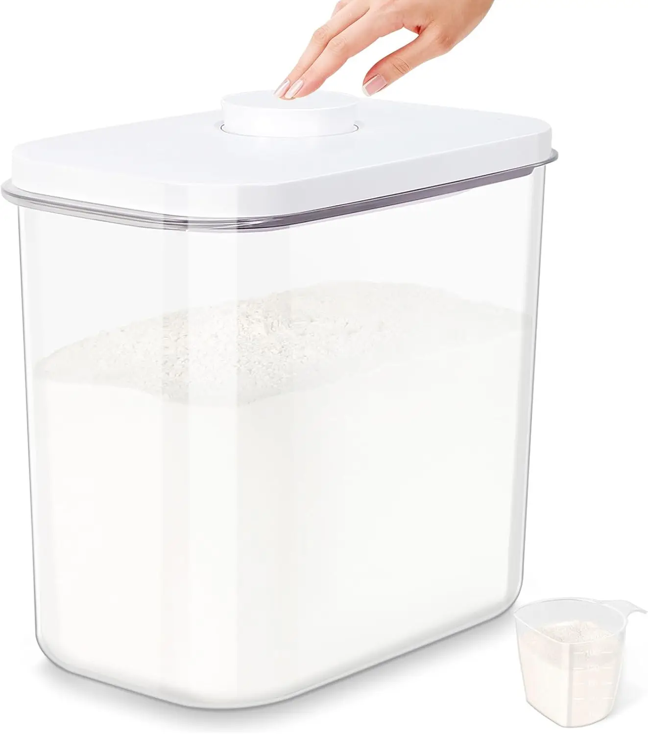 

Герметичный контейнер для риса на 25 фунтов с ручкой и мерным стаканом, большой контейнер для хранения муки и сахара для организации кухонной кладовой