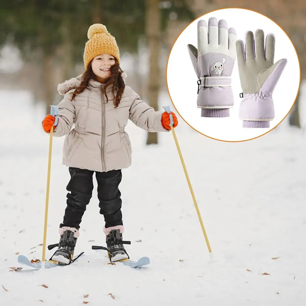 قفازات ملونة مقاومة للماء للأطفال الصغار قفازات تزلج شتوية للأطفال قفازات مخملية مقاومة للرياح مع للتزلج على الجليد