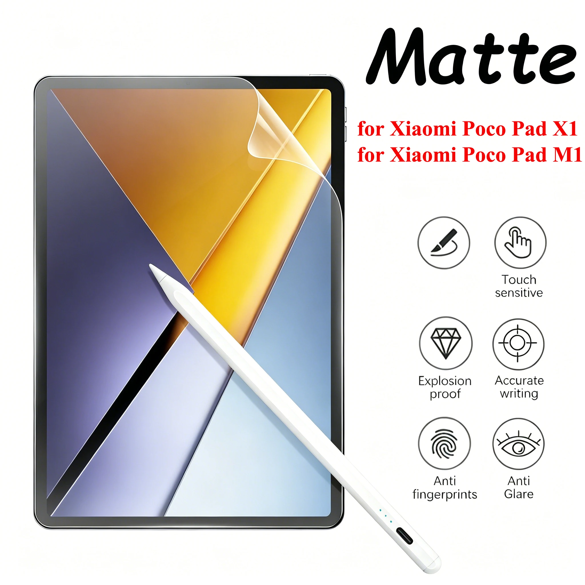 

Пленка для защиты экрана, похожая на бумагу, матовая, для Xiaomi Poco Pad M1 12.1 X1 11.2 Redmi Pad2 11 дюймов SE 8 7 Pro, не закаленное стекло
