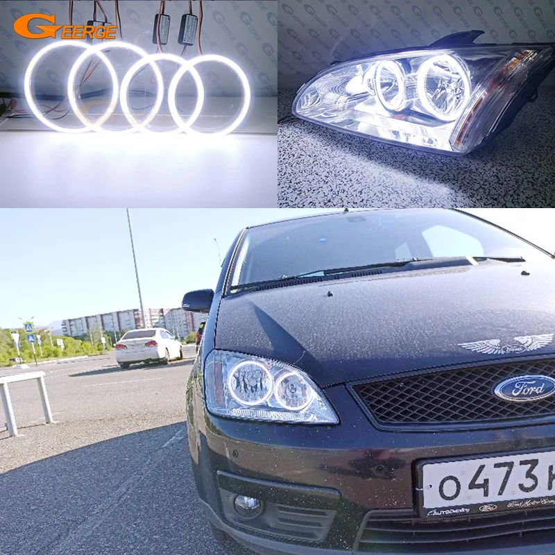 

For Ford Focus II Mk2 2004 2005 2006 2007 2008 Europe Headlight Day Light Ultra Bright COB Led Angel Eyes Kit Halo Rings