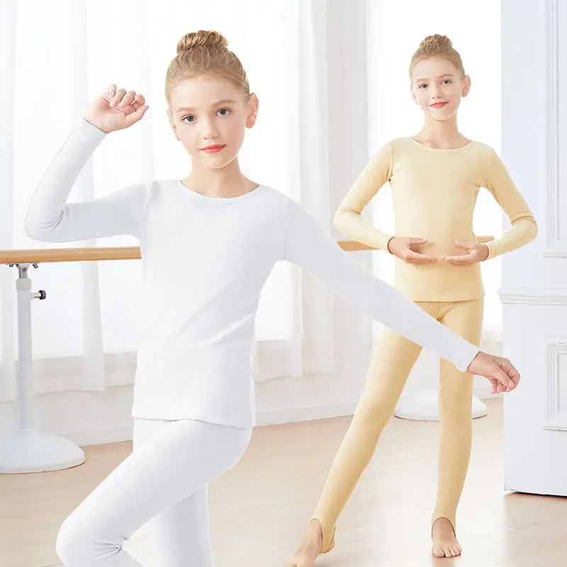 Costumes de Ballet hiver sous-vêtements thermiques ensembles filles chaud épais velours enfants enfants Ballet danse sous-vêtements et collants de Ballet