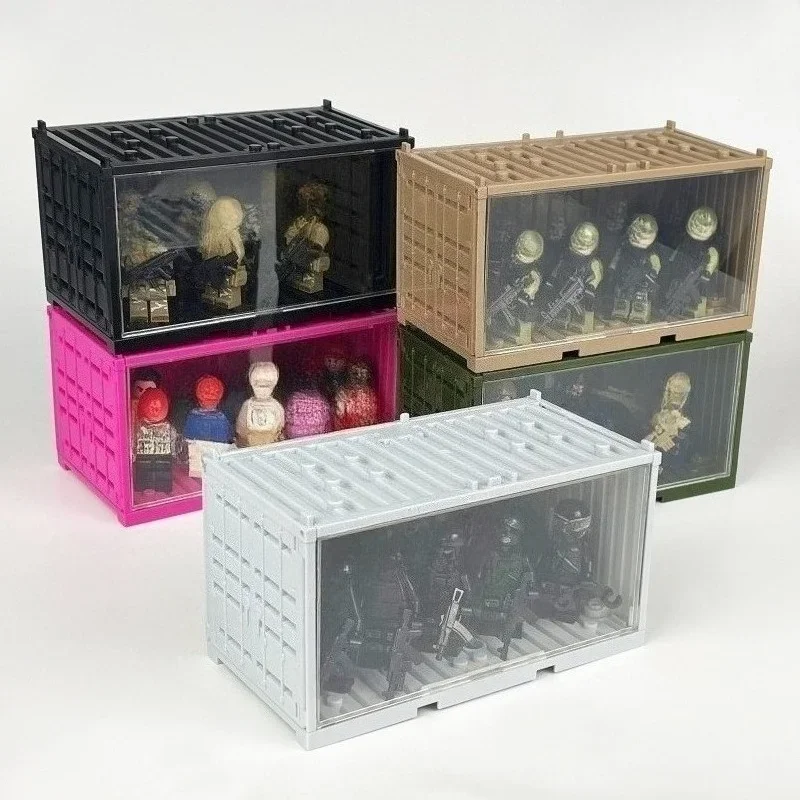 6pcs Toy Display Box Miniature Desktop Container Storing Mini Figures MOC Military Scene Building Model Additions Storage Boxes