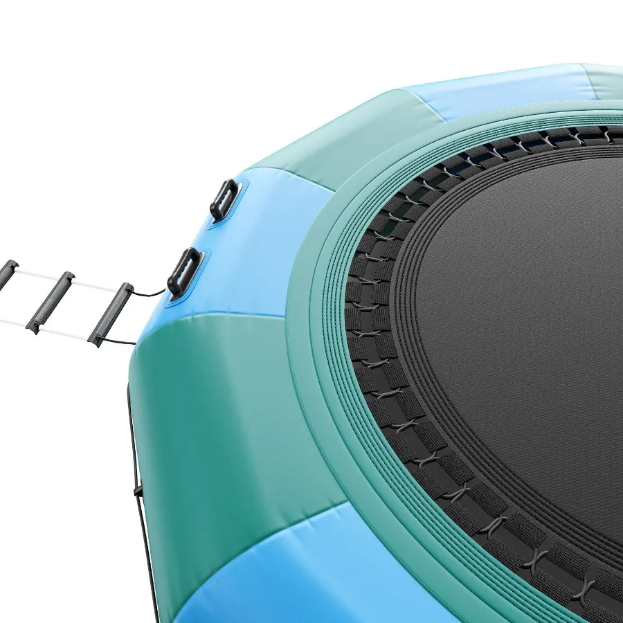 Trampolín de agua recreativo de 12 pies, plataforma de natación de rebote portátil con escalera de 3 escalones, bomba de aire eléctrica
