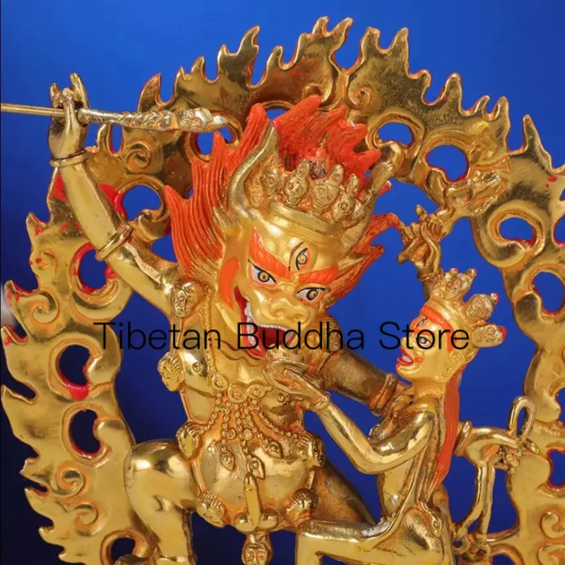 Ornament of Tibetan Esoteric Sect Brass Full Plated Gold Curved Armor Protective Statue Ornament