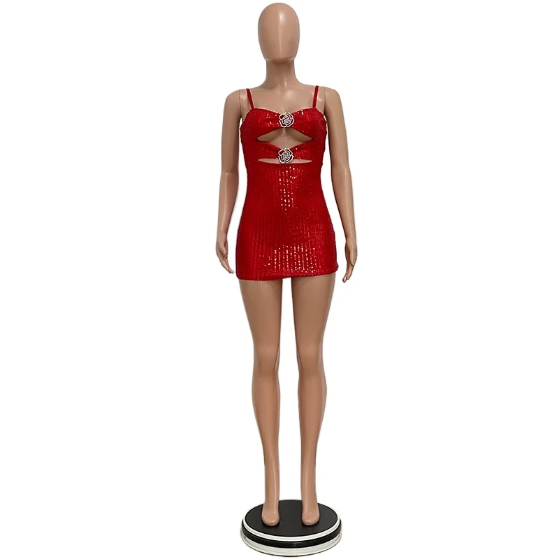 

Sexy Sweetheart Spaghetti Straps Backless Sequined Mini Party Dress