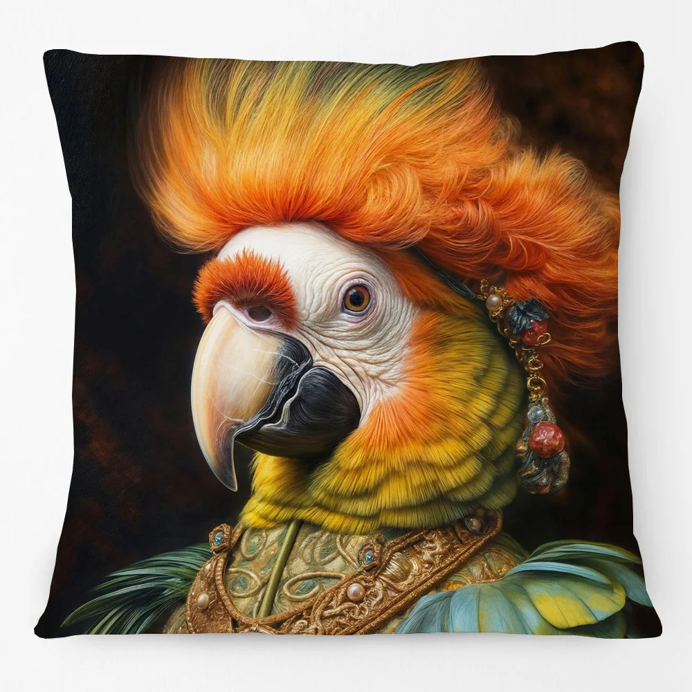Vintage Royal Bird Parrot Duck Cat Goat Cushion Cover Bedroom Decorative Pillow Case