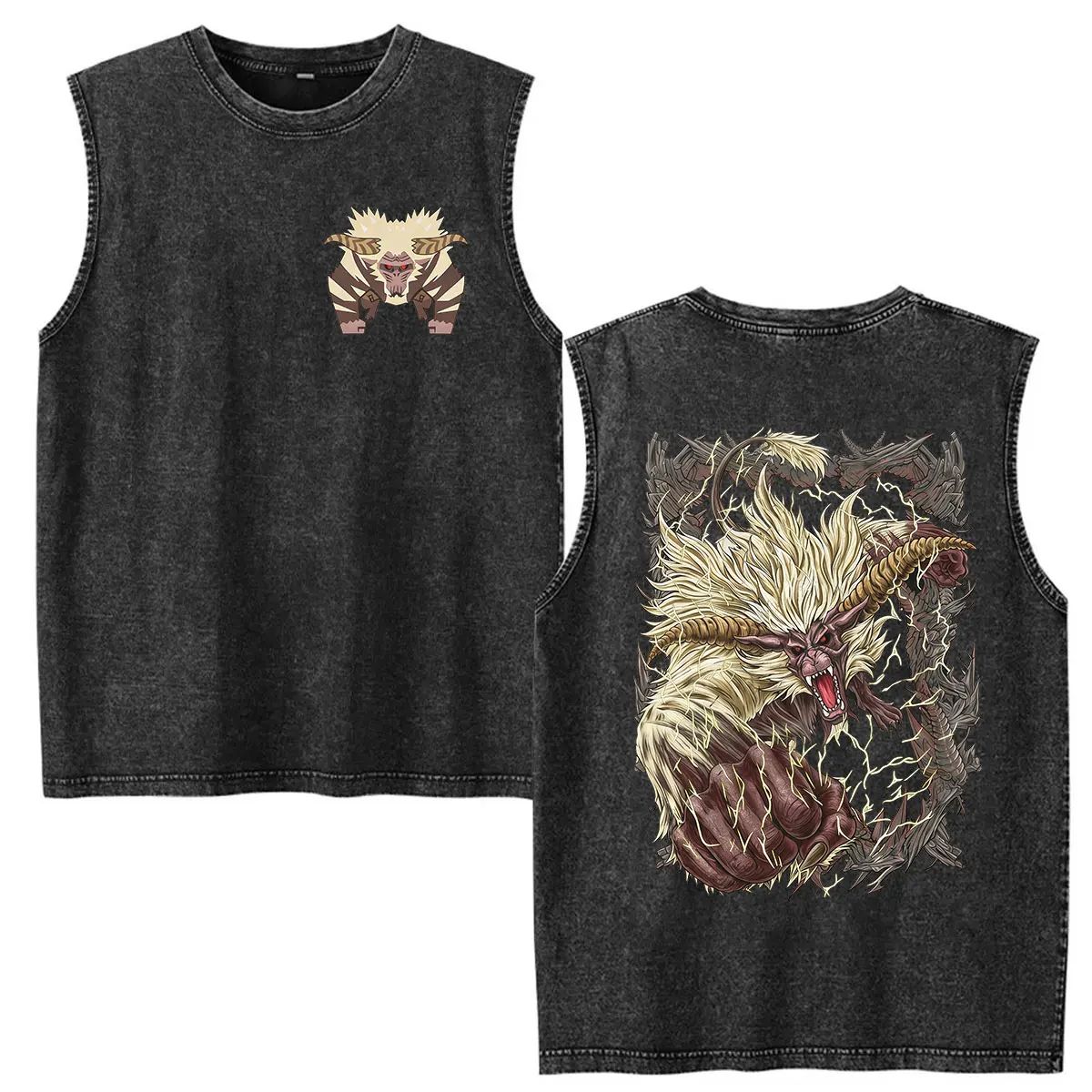 Gore Magala The Black Eclipse Vintage Washed Vest T-Shirts 2026 Game Monster Hunter Grafik T-Shirt Unisex Oversized Baumwoll-T-Shirts – Detail 3